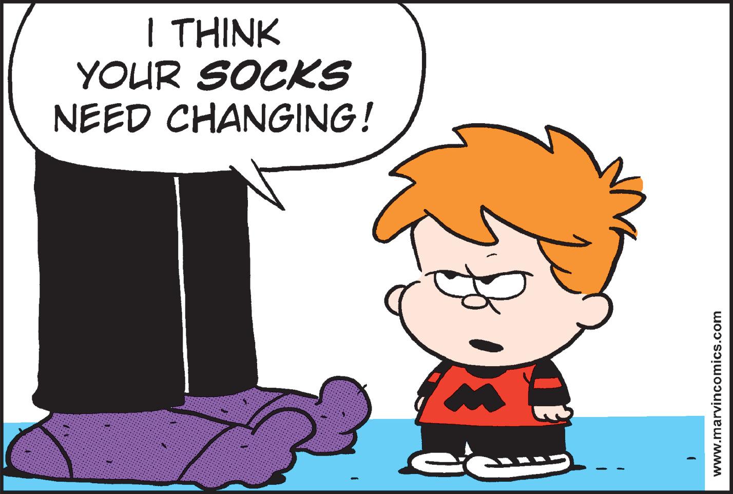Graphics OCR: I THINK YOUR SOCKS NEED CHANGING! www.marvincomics.com I THINK YOUR SOCKS NEED CHANGING! www.marvincomics.com