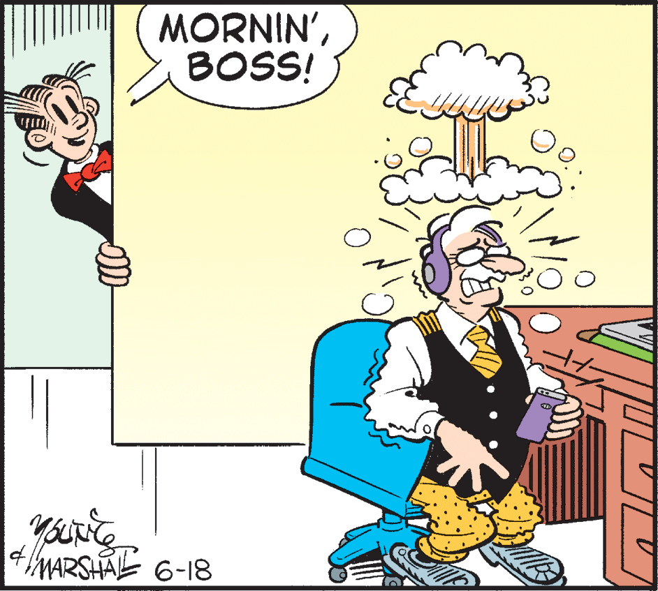 Animated cartoon OCR: MORNIN'BOSS! hMARSHAE 6-18 MORNIN'BOSS! hMARSHAE 6-18