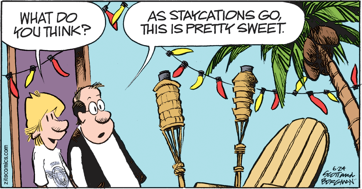 Parallel OCR: WHAT DO KOU THINK? AS STAYCATIONS GOTHIS IS PRETTY SWEET. 6-24 GeOTand BORGNON zitscomics.com WHAT DO KOU THINK? AS STAYCATIONS GOTHIS IS PRETTY SWEET. 6-24 GeOTand BORGNON zitscomics.com