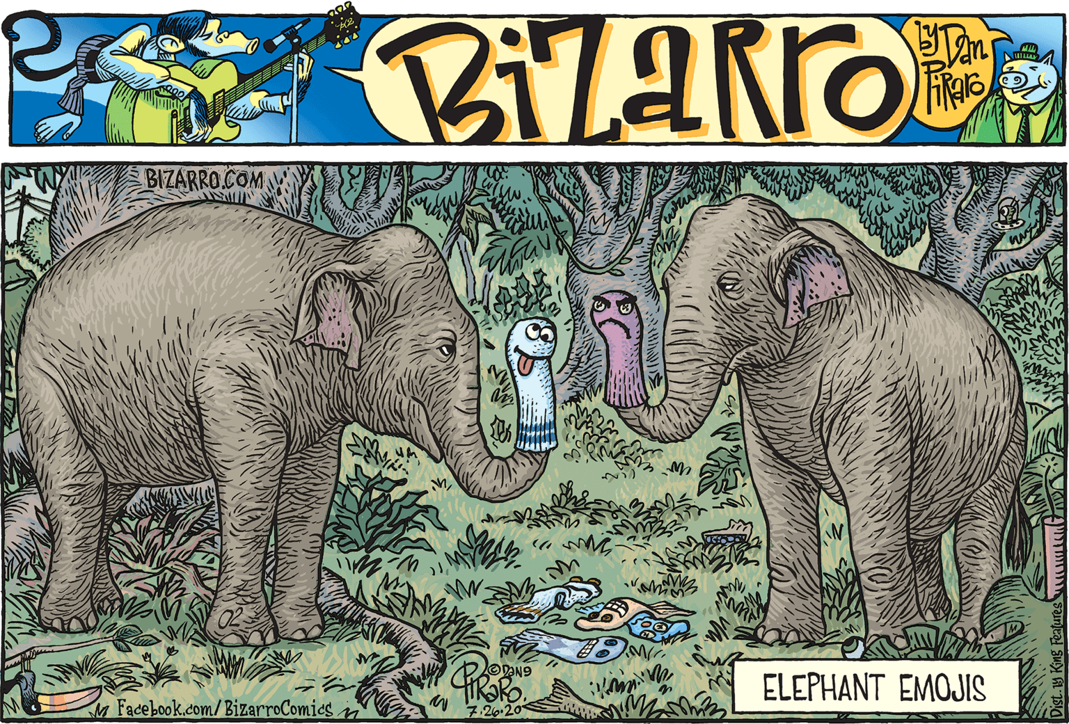 Wildlife OCR: BIZARRO.COM ELEPHANT EMOJIS Facebook.com/BizarroComics 720-20 BIZARRO.COM ELEPHANT EMOJIS Facebook.com/BizarroComics 7