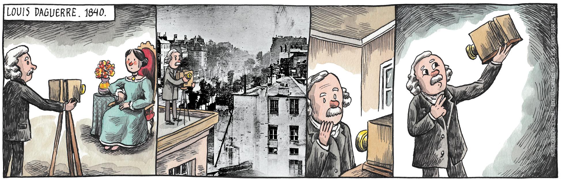 Animated cartoon OCR: LOUIS DAGUERRE. 1840. LOUIS DAGUERRE. 1840.
