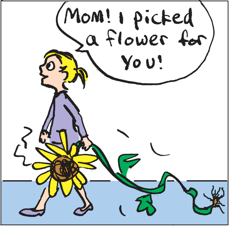 Pleased OCR: MOM! I picked a flower forYou! MOM! I picked a flower for