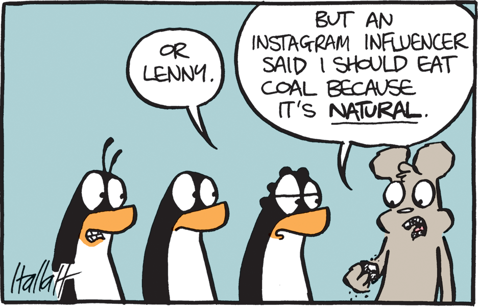 Adaptation OCR: BUT AN INSTAGRAM INFLUENCER SAID I SHOULD EAT COAL BECAUSE IT'S NATURAL. OR LENNYHalath BUT AN INSTAGRAM INFLUENCER SAID I SHOULD EAT COAL BECAUSE IT'S NATURAL. OR LENNY