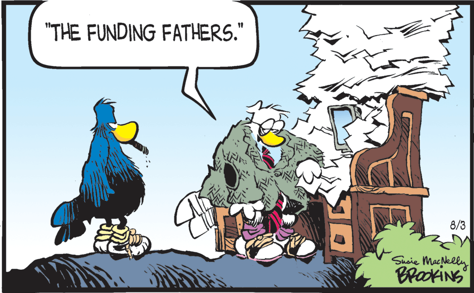 Clip art OCR: "THE FUNDING FATHERS." 8/3 Susie Macklly BrackiNS "THE FUNDING FATHERS." 8/3 Susie Macklly BrackiNS