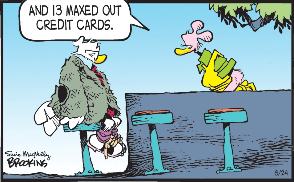 Fictional character OCR: AND 13 MAXED OUT CREDIT CARDS. Susie Macelly BraokiNS 8/24 AND 13 MAXED OUT CREDIT CARDS. Susie Macelly BraokiNS 8/24