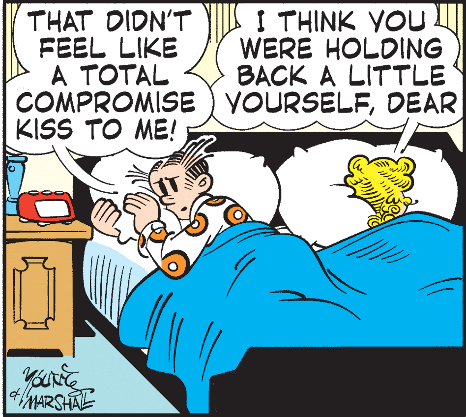 Animated cartoon OCR: THAT DIDN'T FEEL LIKE A TOTAL COMPROMISE ) YOURSELFDEAR KISS TO ME! I THINK YOU WERE HOLDING BACK A LITTLE MARSHAE THAT DIDN'T FEEL LIKE A TOTAL COMPROMISE ) YOURSELFDEAR KISS TO ME! I THINK YOU WERE HOLDING BACK A LITTLE MARSHAE