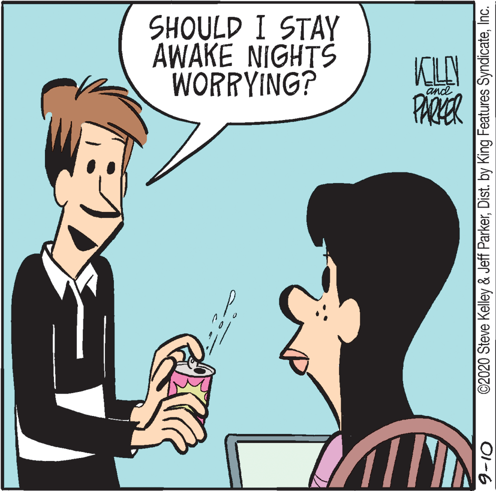 Organism OCR: SHOULD I STAY AWAKE NIGHTS WORRYING? and PARER ©2020 Steve Kelley & Jeff ParkerInc. O1-6 SHOULD I STAY AWAKE NIGHTS WORRYING? and PARER ©2020 Steve Kelley & Jeff ParkerDist. by King Features SyndicateInc. O1-6