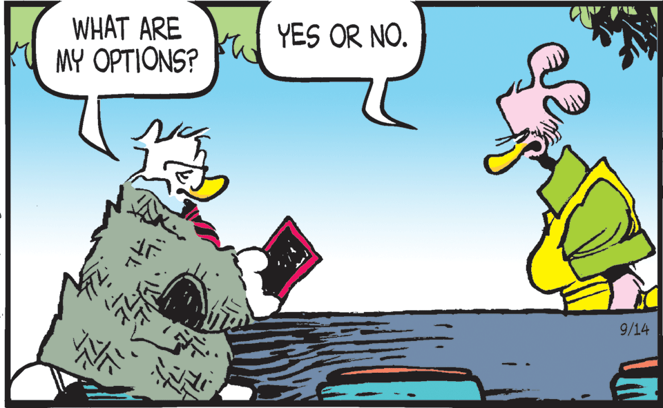 Interaction OCR: WHAT ARE MY OPTIONS? YES OR NO. 9/14 WHAT ARE MY OPTIONS? YES OR NO. 9/14