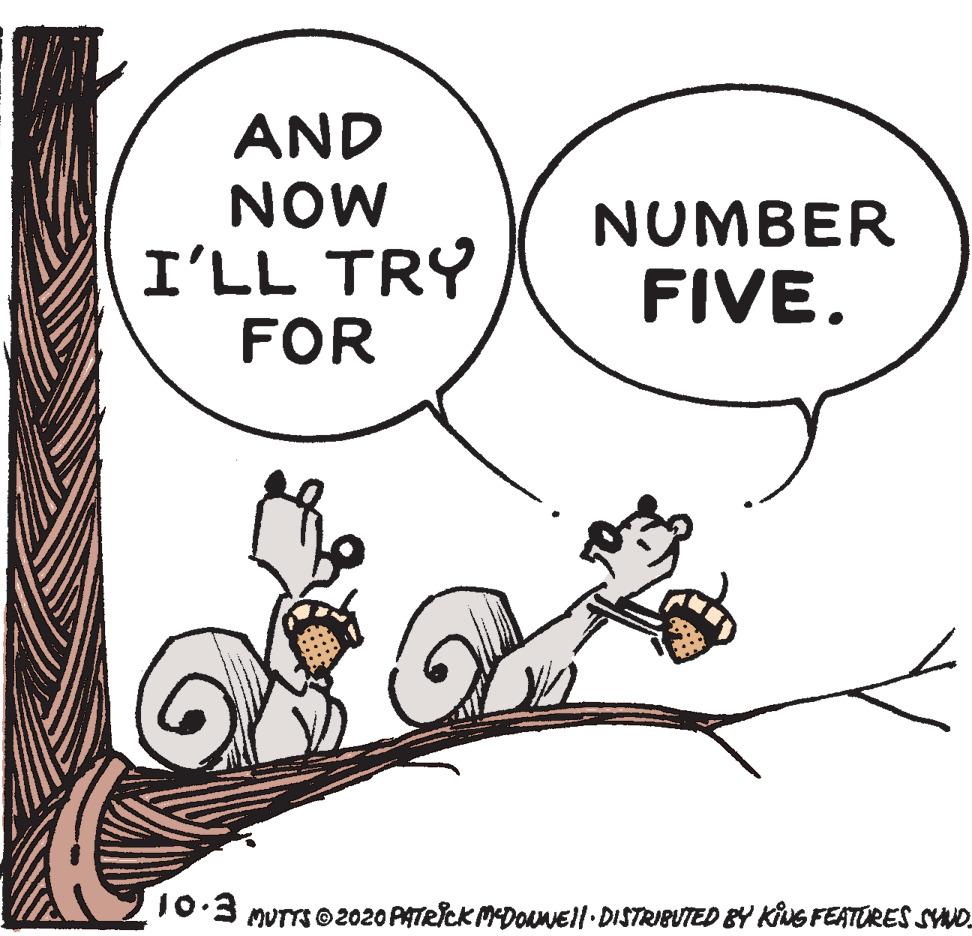 Parallel OCR: AND NOW I'LL TRY FOR NUMBER FIVE. 10:3 MUTTS O2020 PATRICK MDoaNEll DISTRIBUTED 8Y KiuG FEATURES SYNO. AND NOW I'LL TRY FOR NUMBER FIVE. 10:3 MUTTS O2020 PATRICK MDoaNEll DISTRIBUTED 8Y KiuG FEATURES SYNO.
