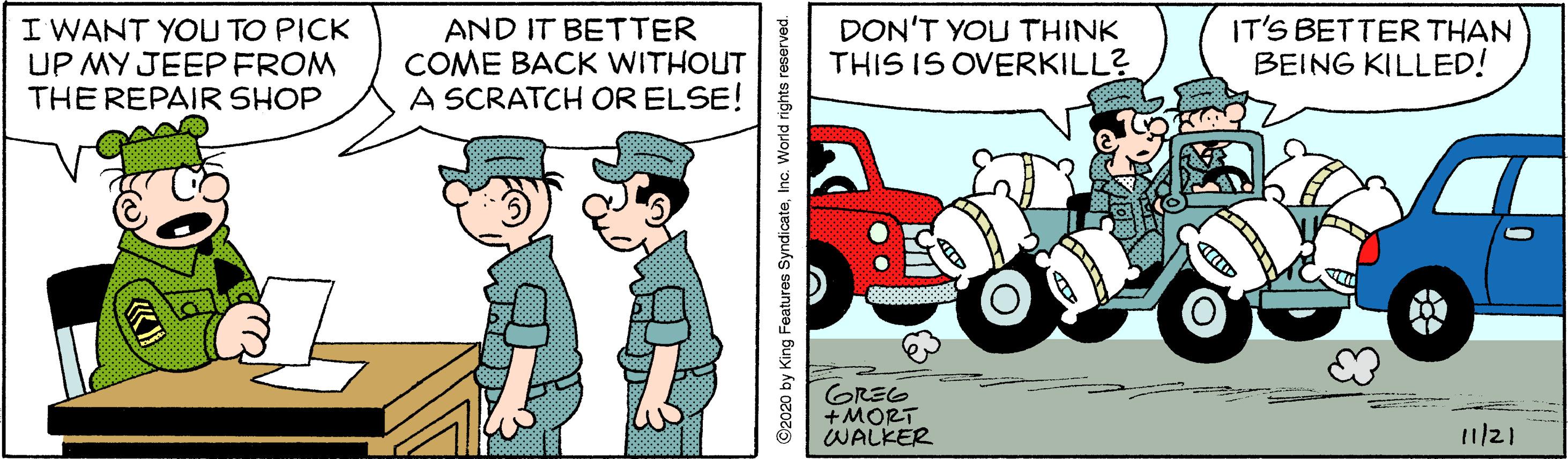Sharing OCR: I WANT YOU TO PICK UP MY JEEP FROM THE REPAIR SHOP AND IT BETTER COME BACK WITHOUT A SCRATCH OR ELSE! DON'T YOU THINK THIS IS OVERKILL? IT'S BETTER THAN BEING KILLED! GREG +MORT WALKER 11/21 I WANT YOU TO PICK UP MY JEEP FROM THE REPAIR SHOP AND IT BETTER COME BACK WITHOUT A SCRATCH OR ELSE! DON'T YOU THINK THIS IS OVERKILL? IT'S BETTER THAN BEING KILLED! GREG +MORT WALKER 11/21