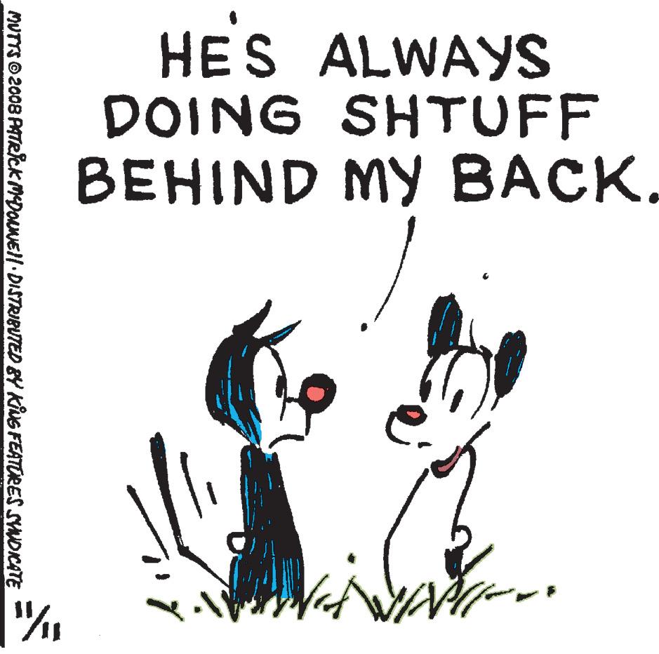 Art OCR: HES ALWAYS DOING SHTUFF ??HIND MY ????. MUTTSO2008 PATRckMDOuNEll DISTRIBUTED BY KING FEATURES SYNDICATE HES ALWAYS DOING SHTUFF ??HIND MY ????. MUTTSO2008 PATRckMDOuNEll DISTRIBUTED BY KING FEATURES SYNDICATE