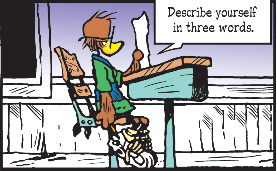 Window OCR: Describe yourself in three words. Describe yourself in three words.