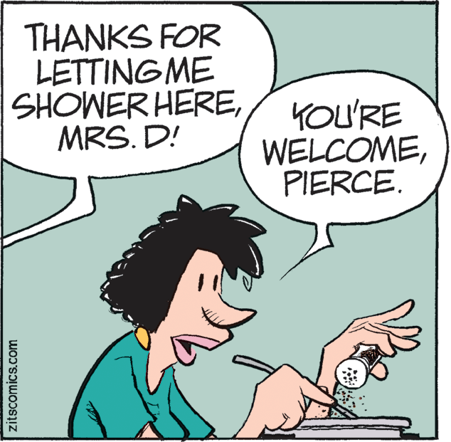 Jaw OCR: THANKS FOR LETTING ME SHOWER HEREMRS. D! YOU'RE WELCOMEzitscomics.com THANKS FOR LETTING ME SHOWER HEREMRS. D! YOU'RE WELCOME
