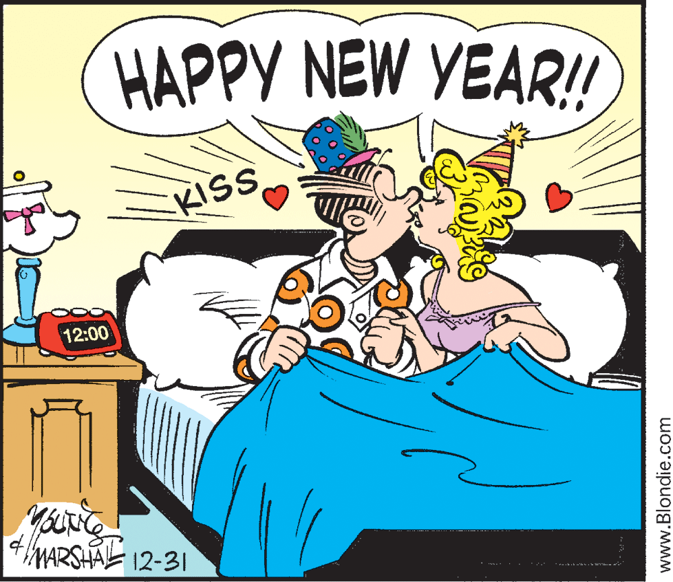 Fictional character OCR: HAPPY NEW YEAR!! KISS 12:00 MARSHAL 12-31 www.Blondie.com HAPPY NEW YEAR!! KISS 12:00 MARSHAL 12-31 www.Blondie.com