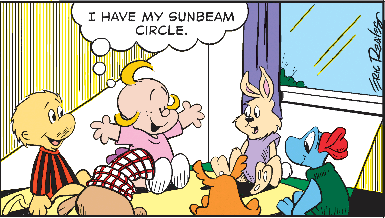 Art OCR: I HAVE MY SUNBEAM CIRCLE. I HAVE MY SUNBEAM CIRCLE.