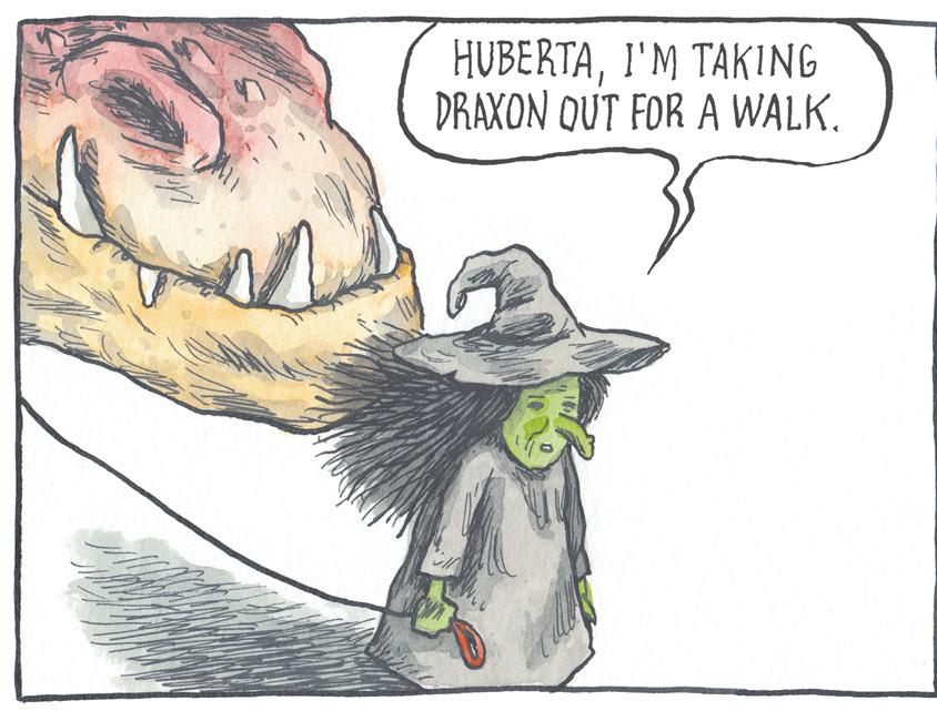 Fictional character OCR: HUBERTAI'M TAKING DRAXON QUT FOR A WALK. HUBERTAI'M TAKING DRAXON QUT FOR A WALK.
