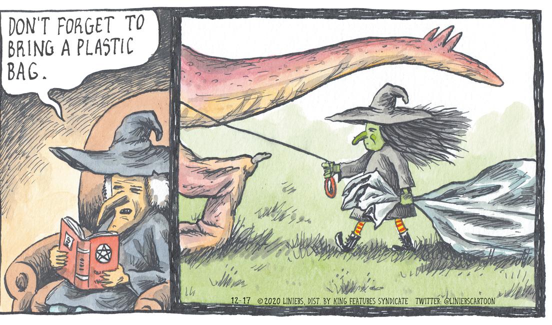 Wing OCR: DON'T FORGET TO BRING A PLASTIC BAG. 12-17 2020 LINIERSDIST. BY KING FEATURES SYNDICATE TWITTER: ELINIERSCARTOON DON'T FORGET TO BRING A PLASTIC BAG. 12-17 2020 LINIERSDIST. BY KING FEATURES SYNDICATE TWITTER: ELINIERSCARTOON