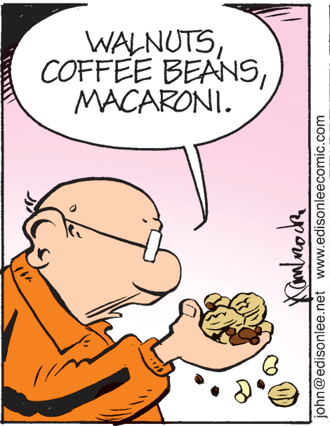 Finger OCR: WALNUTSMACARONI. john@edisonlee.net www.edisonleecomic.com WALNUTSCOFFEE BEANSMACARONI. john@edisonlee.net www.edisonleecomic.com