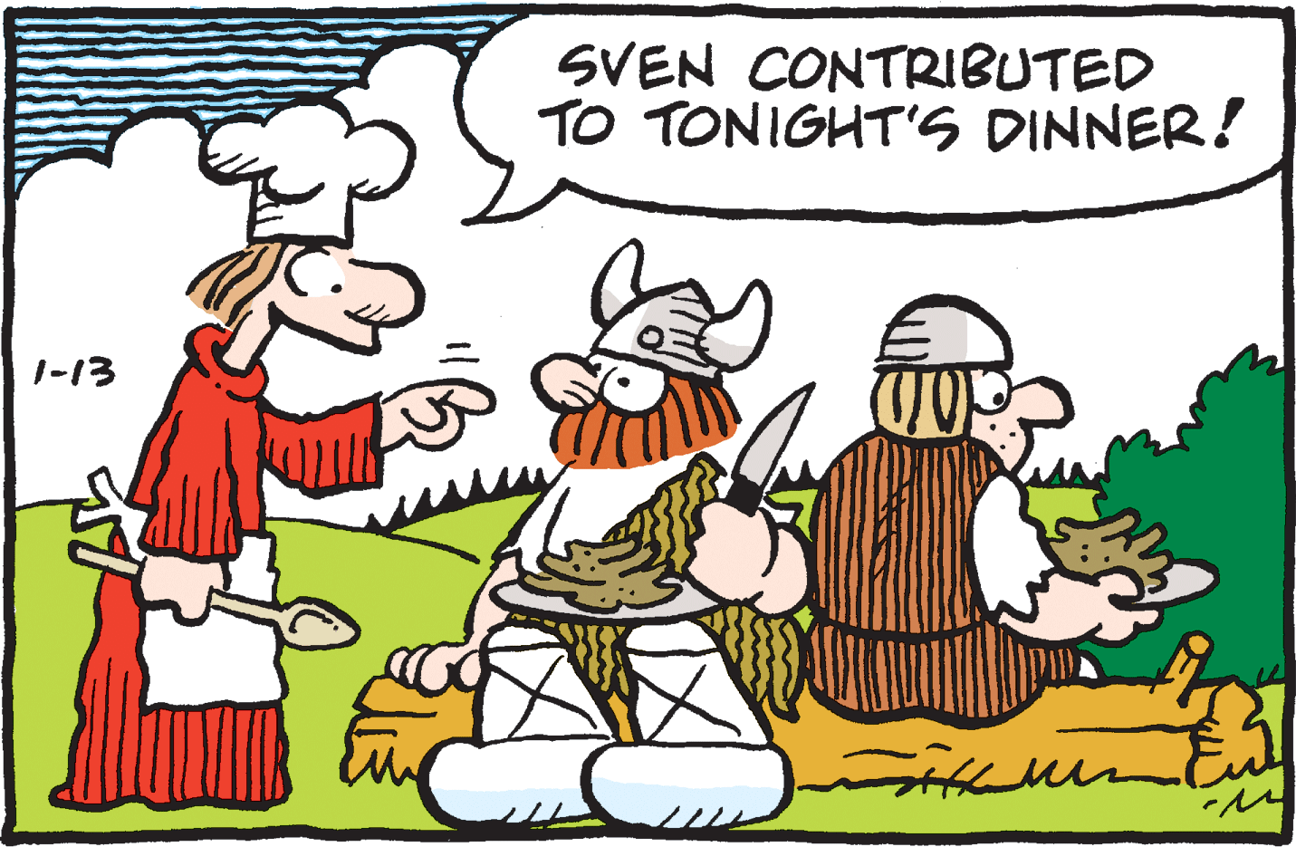 Organism OCR: SVEN CONTRIBUTED TO TONIGHT'S DINNER! 1-13 ?? SVEN CONTRIBUTED TO TONIGHT'S DINNER! 1-13 ??