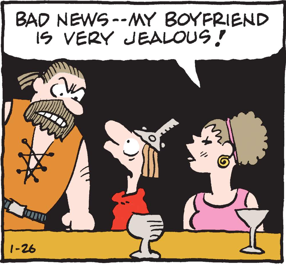 Clip art OCR: BAD NEWS --MY BOYFRIEND IS VERY JEALOUS ! 1-26 BAD NEWS --MY BOYFRIEND IS VERY JEALOUS ! 1-26