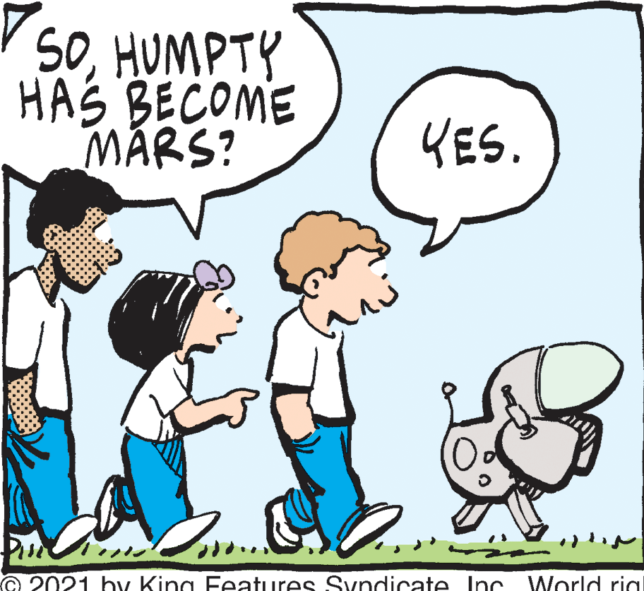 Animation OCR: 5OHUMPTY HAS BECOME MÁRS? KES. C2021 by King Features Syndicate Inc World rial 5OHUMPTY HAS BECOME MÁRS? KES. C2021 by King Features Syndicate Inc World rial
