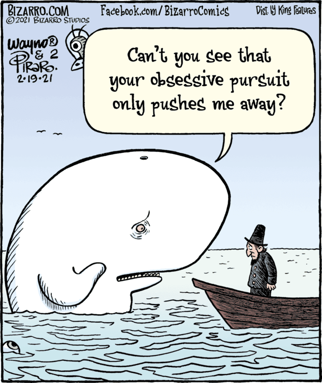 Line OCR: BIZARRO.COM ©2021 BIZARRO STUDIOS Facebook.com/BizarroComies Dist Y King Features Wayno® '& 2 IR?RO. 2.19.21 Can't see that you your obsessive pursuit only pushes me away? unoh BIZARRO.COM ©2021 BIZARRO STUDIOS Facebook.com/BizarroComies Dist Y King Features Wayno® '& 2 IR?RO. 2.19.21 Can't see that you your obsessive pursuit only pushes me away? unoh