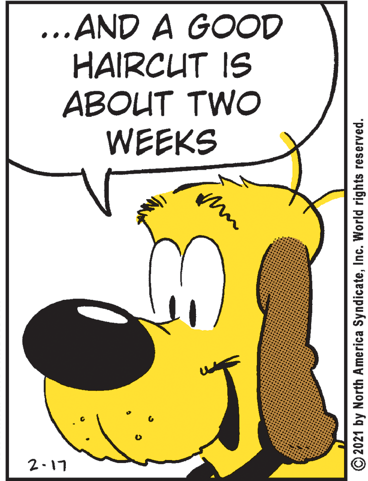 Happy OCR: ...AND A GOOD HAIRCUT IS ABOUT TWO WEEKS •.. 2-17 © 2021 by North America SyndicateInc. World rights reserved. ...AND A GOOD HAIRCUT IS ABOUT TWO WEEKS •.. 2-17 © 2021 by North America SyndicateInc. World rights reserved.
