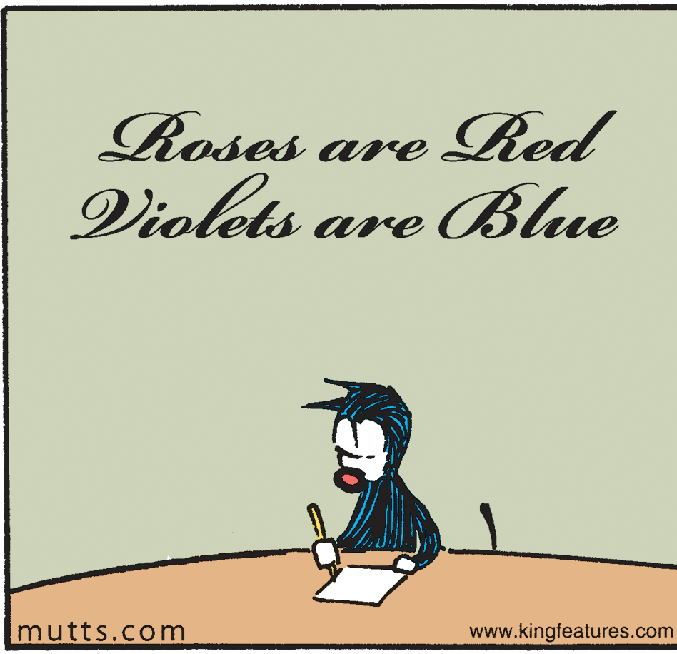 Event OCR: Roses are Red Violets are Blue mutts.com www.kingfeatures.com Roses are Red Violets are Blue mutts.com www.kingfeatures.com