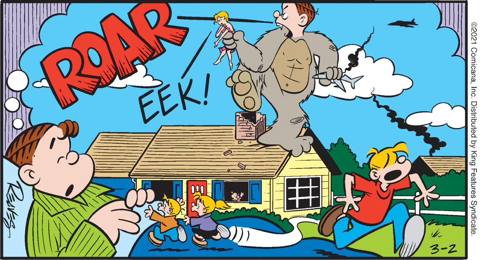 Fictional character OCR: ROAR EEK! 3-2 ©2021 ComicanaInc. Distributed by King Features Syndicate. ROAR EEK! 3-2 ©2021 ComicanaInc. Distributed by King Features Syndicate.