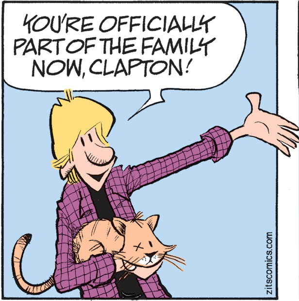 Mammal OCR: 4OU'RE OFFICIALLY PARTOF THE FAMILY NOWCLAPTON? zitscomics.com 4OU'RE OFFICIALLY PARTOF THE FAMILY NOWCLAPTON? zitscomics.com