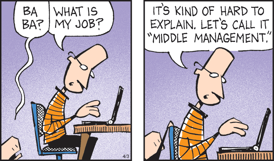 Interaction OCR: BA WHAT IS BA? MY JOB? IT'S KIND OF HARD TO EXPLAINLET'S CALL IT "MIDDLE MANAGEMENT" 4/3 BA WHAT IS BA? MY JOB? IT'S KIND OF HARD TO EXPLAINLET'S CALL IT "MIDDLE MANAGEMENT" 4/3