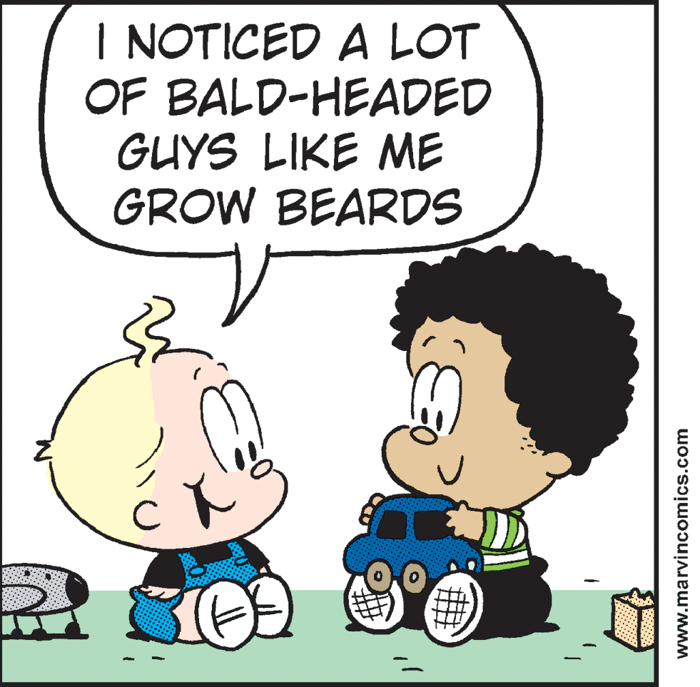 Organism OCR: I NOTICED A LOT OF BALD-HEADED GUYS LIKE ME GROW BEARDS C www.marvincomics.com I NOTICED A LOT OF BALD-HEADED GUYS LIKE ME GROW BEARDS C www.marvincomics.com