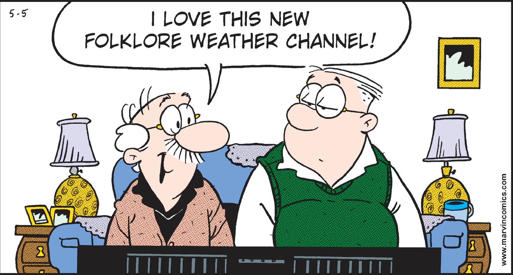 Social group OCR: 5-5 I LOVE THIS NEW FOLKLORE WEATHER CHANNEL! www.marvincomics.com 5-5 I LOVE THIS NEW FOLKLORE WEATHER CHANNEL! www.marvincomics.com