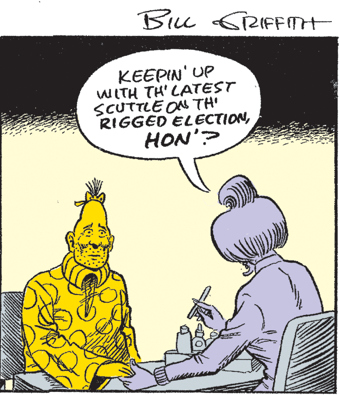 Font OCR: Biu GRIFFMT CRIFFTH KEEPIN' UP WITH TH' LATEST SCUTTLE ON TH' RIGGED ELECTIONHON'? Biu GRIFFMT CRIFFTH KEEPIN' UP WITH TH' LATEST SCUTTLE ON TH' RIGGED ELECTION